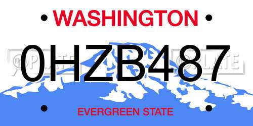 0HZB487 Washington License Plate
