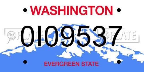 0I09537 Washington License Plate