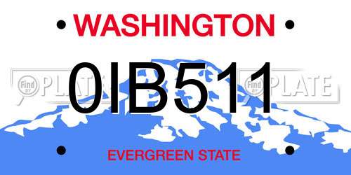 0IB511 Washington License Plate