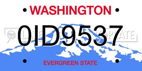 0ID9537 Washington License Plate