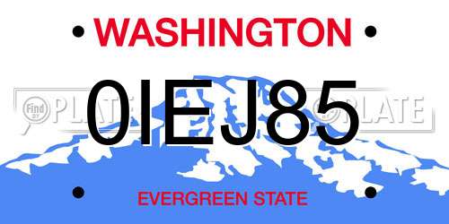0IEJ85 Washington License Plate