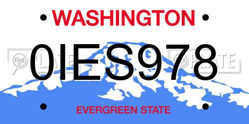 0IES978 Washington License Plate