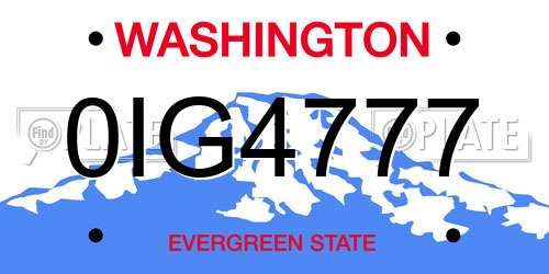 0IG4777 Washington License Plate