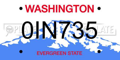 0IN735 Washington License Plate