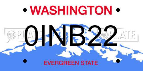 0INB22 Washington License Plate