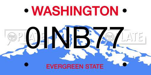 0INB77 Washington License Plate