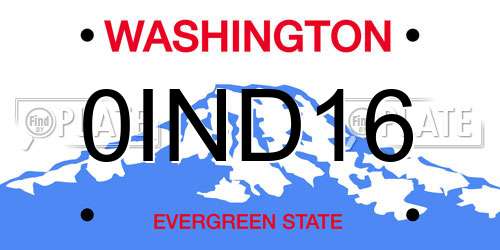 0IND16 Washington License Plate