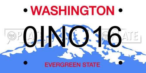 0INO16 Washington License Plate