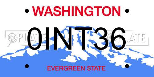 0INT36 Washington License Plate