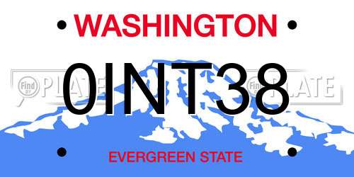 0INT38 Washington License Plate