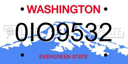 0IO9532 Washington License Plate