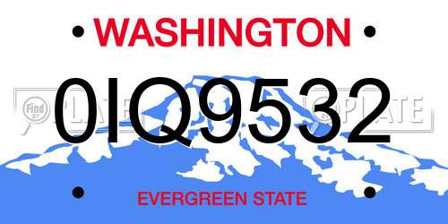 0IQ9532 Washington License Plate