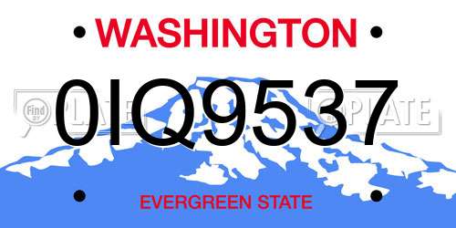 0IQ9537 Washington License Plate