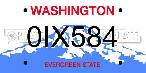 0IX584 Washington License Plate