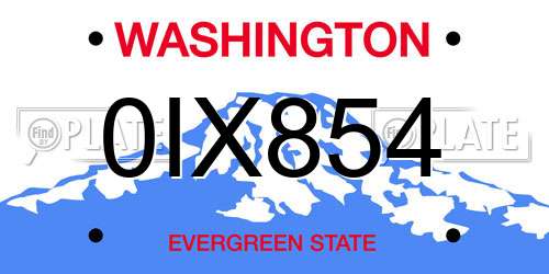 0IX854 Washington License Plate