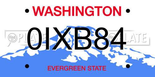 0IXB84 Washington License Plate