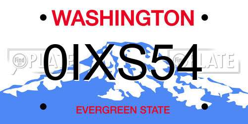 0IXS54 Washington License Plate