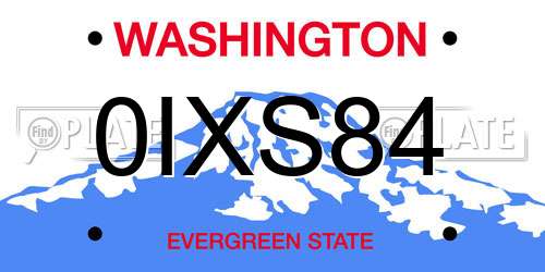 0IXS84 Washington License Plate