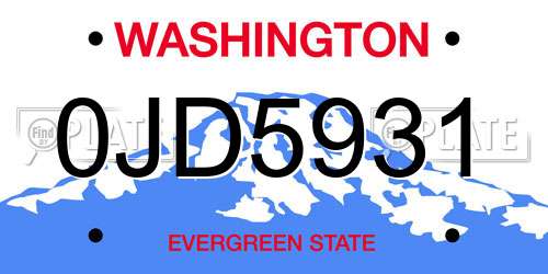 0JD5931 Washington License Plate