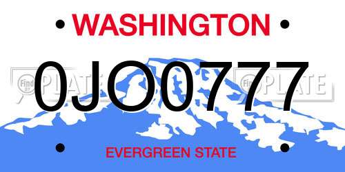 0JO0777 Washington License Plate