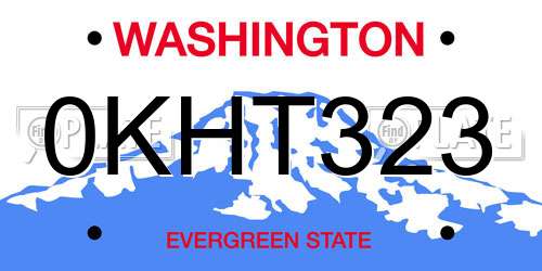0KHT323 Washington License Plate
