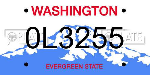 0L3255 Washington License Plate