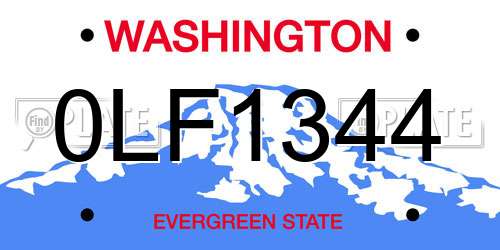 0LF1344 Washington License Plate