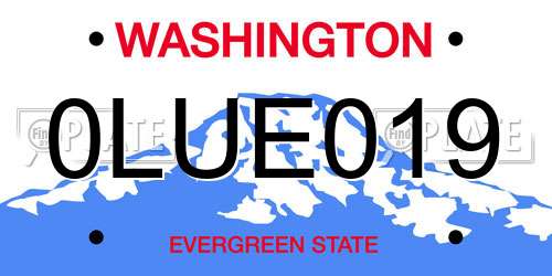 0LUE019 Washington License Plate
