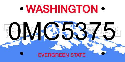 0MC5375 Washington License Plate