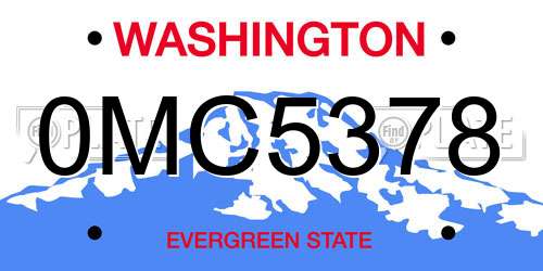 0MC5378 Washington License Plate