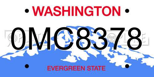 0MC8378 Washington License Plate