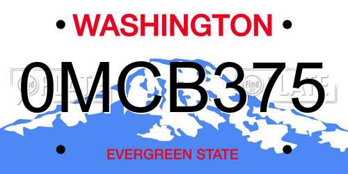 0MCB375 Washington License Plate