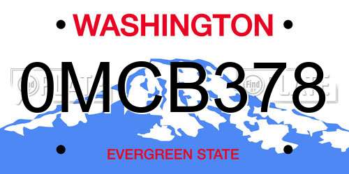 0MCB378 Washington License Plate