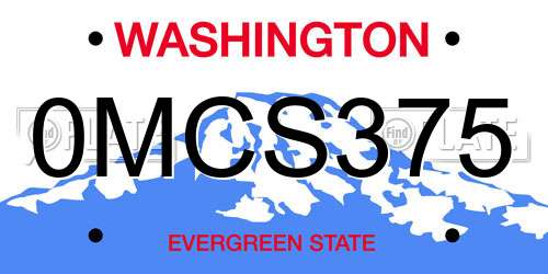 0MCS375 Washington License Plate