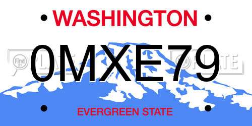 0MXE79 Washington License Plate