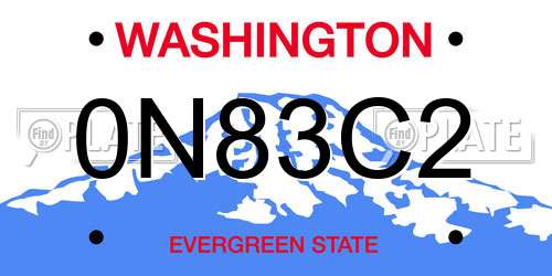 0N83C2 Washington License Plate