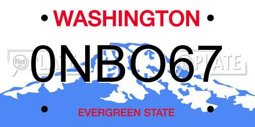 0NBO67 Washington License Plate