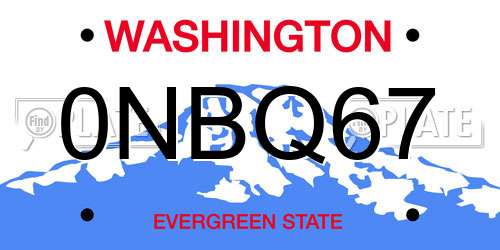 0NBQ67 Washington License Plate