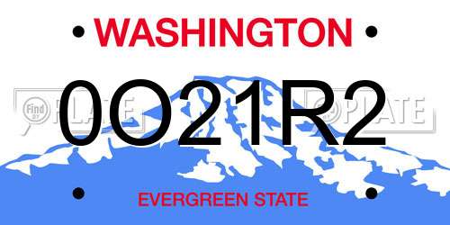 0O21R2 Washington License Plate