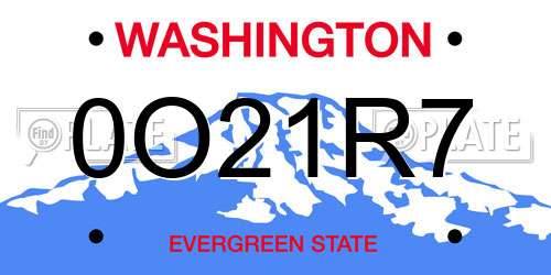 0O21R7 Washington License Plate