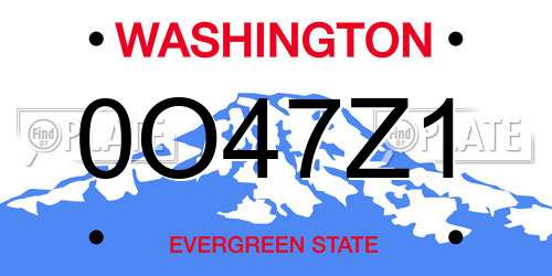 0O47Z1 Washington License Plate