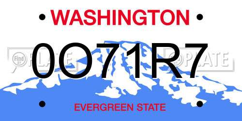0O71R7 Washington License Plate