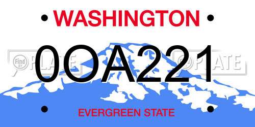 0OA221 Washington License Plate