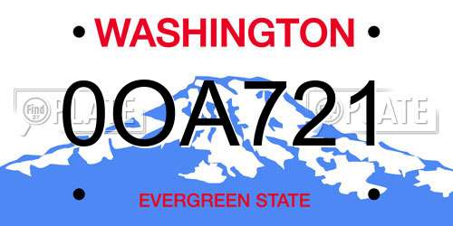 0OA721 Washington License Plate