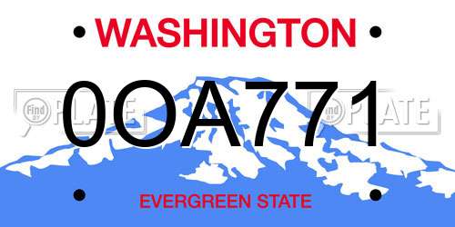 0OA771 Washington License Plate