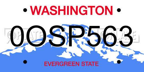 0OSP563 Washington License Plate