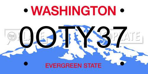 0OTY37 Washington License Plate