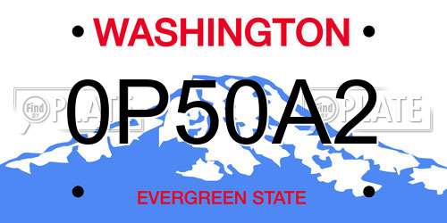 0P50A2 Washington License Plate