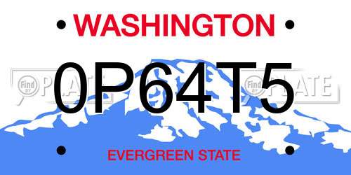 0P64T5 Washington License Plate