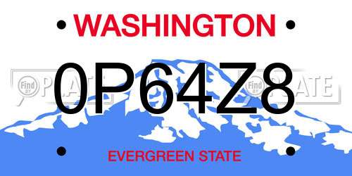 0P64Z8 Washington License Plate